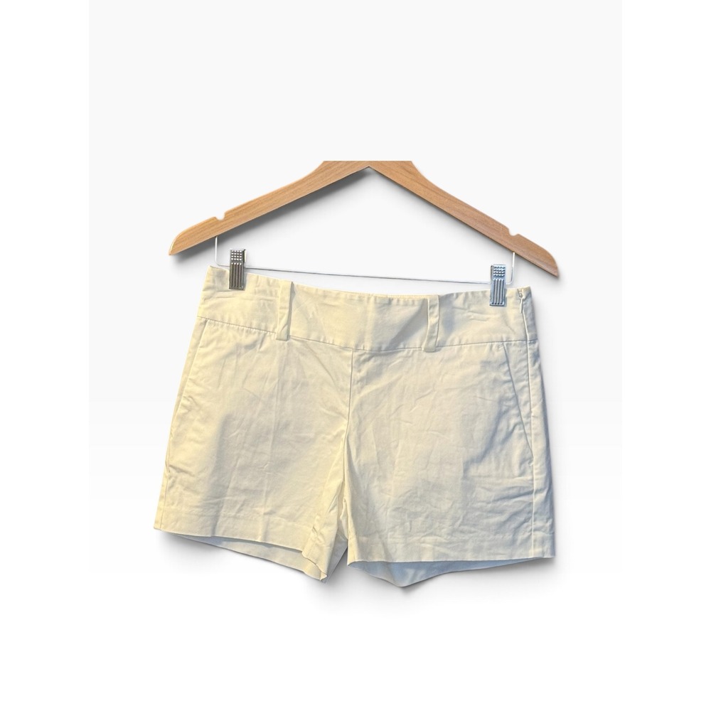 Ann Taylor Chino Shorts Womens 0 White Stretch Cotton Side Zip Casual